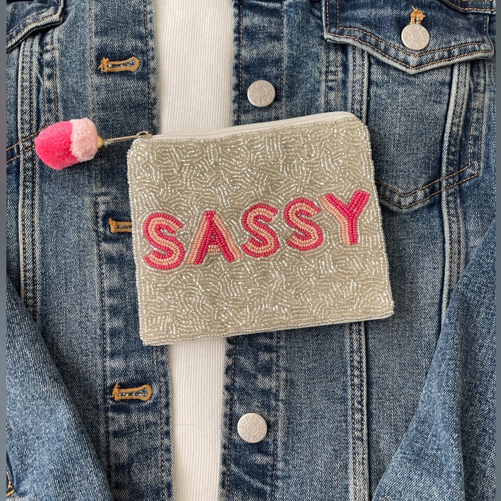 Sassy Coin Pouch Seed Bead Coin Pouch Beaded Coin Bag Pink Beaded coin purse - Picture 2 of 7